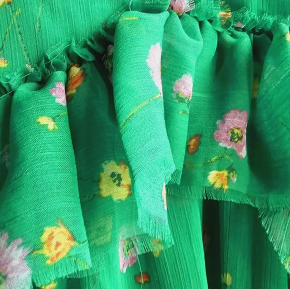 LUCKY BRAND Green Spagetti Straps Mini Floral Dress Lined size XL - Picture 6 of 11